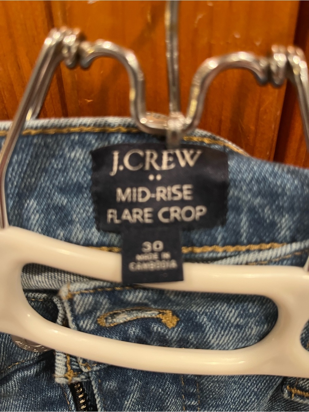 J.Crew Mid-Rise Flare Crop Jeans in Blue Denim